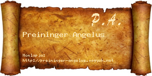 Preininger Angelus névjegykártya